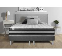 Ensemble matelas 180 x 200 cm Ressorts ensachés et Mémoire de forme VITALSPRING ZEN - 26 cm - Ferme - sommier Gris