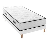 Ensemble matelas sommier 90 x 190 cm Hauteur 27 cm - ressorts ensachés - 7 zones - réversible - fabriqué en Belgique - DEKO DREAM