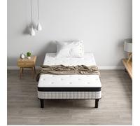 Ensemble matelas + sommier 90 x 190cm,STANEW épaisseur 18cm,Matelas à Ressorts ensachés et Robuste Cadre de lit en Fer avec 6 Pieds