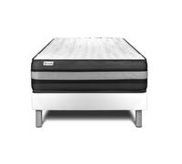 Ensemble Matelas Sommier 90x190 cm - Sommier Blanc (déjà monté) - Vital Power Zen Blanc