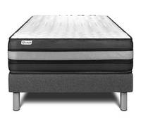 Ensemble Matelas Sommier 90x190 cm - Sommier Gris (déjà monté) - Vital Power Zen Gris