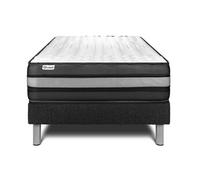 Ensemble matelas 90 x 200 cm Mousse polyuréthane à mémoire de forme VITAL POWER ZEN - 24 cm - Ferme - sommier Noir