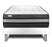 Ensemble matelas 90 x 200 cm Mousse polyuréthane à mémoire de forme VITAL POWER ZEN - 24 cm - Ferme - sommier Blanc