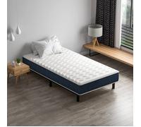 Ensemble Matelas & Sommier 90x200x15cm, STANEW Mousse Mémoire, Cadre Fer 6 Pieds, Résilient & Respirant