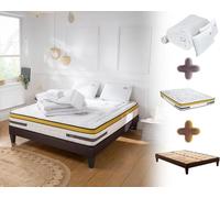 Ensemble Matelas Sommier Aubertin 160x200 - Prêt à Dormir Hybride : Mémoire de Forme, Ressorts Ensachés - 2 Oreillers Mémoire Gel 60x40 cm, Couette 4 Saisons 220x240 cm, Protège-Matelas Anti-Humidité