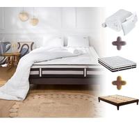 Ensemble Matelas Sommier Calliope 80x200 - Prêt à Dormir Hybride : Mémoire de Forme, Ressorts Ensachés - 1 Oreiller Mémoire Gel 60x40 cm, Couette 4 Saisons 200x200 cm, Protège-Matelas Anti-Humidité