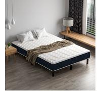 Ensemble matelas+sommier140 x 200cm,épaisseur 15cm,Matelas à Ressorts ensachés et Robuste Cadre de lit en Fer avec 7 Pieds，STANEW