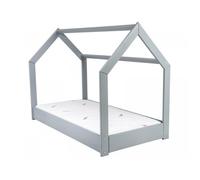 My Velinda Ensemble matelas STANDARD + lit maison cabane 160 x 80 cm Gris