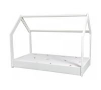 Ensemble Matelas Standard+Lit Maison Cabane 190x90cm Blanc