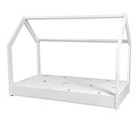 Ensemble matelas STANDARD+Lit maison cabane 190x90cm (couleur: blanc)
