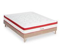 Ensemble Matelas Suprême Mousse Accueil mémoire moelleux - 24 cm et Sommier Bois - 140 x 190 cm