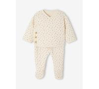 Ensemble matelassé gilet + pantalon à pieds entièrement imprimé rose NAISSANCE(50CM)
