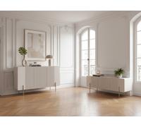 Ensemble MATHILDE avec buffet 150 cm + meuble TV 150 cm plateau effet marbre et pieds or beige BOBOCHIC Beige