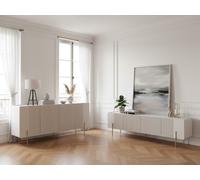 Ensemble MATHILDE avec buffet 200 cm + meuble TV 200 cm plateau effet marbre et pieds or beige BOBOCHIC Beige