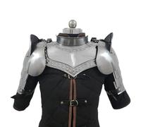 Ensemble médiéval de gorget d'armure de fer avec épaulières, épaulières, bras et épaule, finition en acier, pour adulte, Finition acier., Adult