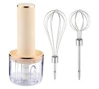Ensemble mélangeur à main sans fil 4 en 1, fouet électrique avec tasse hachoir, chargement de type C, mini hachoir, mousseur à lait, beige