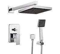 Ensemble mélangeur Salle Bain, système Pluie Murale, Robinet chromé Corps vanne Rugueux Garniture Incluse la Pomme de Douche en métal, 8 Pouces