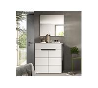 Ensemble meuble à chaussure et miroir de blanc et anthracite - KANUT