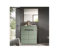 Ensemble meuble à chaussure et miroir de vert et anthracite - KANUT