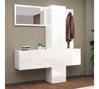 Ensemble meuble à chaussures armoire d'entrée avec miroir et porte-manteaux 2 me