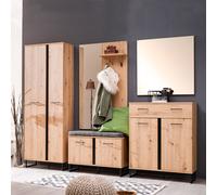 Ensemble Meuble d’Entrée 5 Pièces Chêne Banc Miroir Style Industriel Homestyle4u