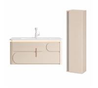 Ensemble meuble de salle de bain avec vasque et colonne - 80 cm - Kaki - DALI
