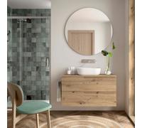 Ensemble Meuble de salle de bain et plan de toilette VIMA 1000 2 tiroirs Chêne Montana P450 - SALGAR 117954
