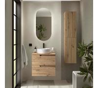 Ensemble Meuble de salle de bain et plan de toilette VIMA 600 2 tiroirs Chêne Montana P450 - SALGAR 117952