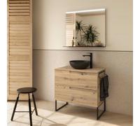 Ensemble Meuble de salle de bain et plan de toilette VIMA 800 2 tiroirs Chêne Montana P450 - SALGAR 117953