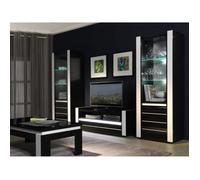 Ensemble meuble de salon LINA blanc et noir laqué.