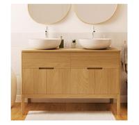 Ensemble meuble double-vasque 120 cm chêne naturel + 2 vasques ALASKA