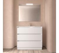 Ensemble meuble et vasque NOJA II 1000 3 tiroirs Blanc satiné P450 - SALGAR 106224