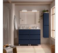 Ensemble meuble et vasque NOJA II 1200 6 tiroirs Blue satin P450 - SALGAR 106235