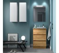 Ensemble meuble et vasque NOJA II 600 3 tiroirs Chêne Africain P450 - SALGAR 106212