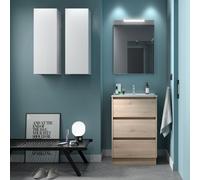 Ensemble meuble et vasque NOJA II 600 3 tiroirs Chêne Naturel P450 - SALGAR 106211