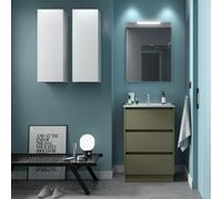 Ensemble meuble et vasque NOJA II 600 3 tiroirs Green satin P450 - SALGAR 106209