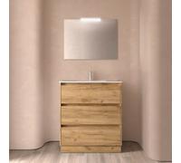 Ensemble meuble et vasque NOJA II 800 3 tiroirs Chêne Africain P450 - SALGAR 106221