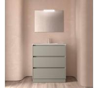 Ensemble meuble et vasque NOJA II 800 3 tiroirs Gris satiné P450 - SALGAR 118473