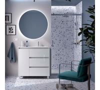 Ensemble meuble et vasque NOJA II 900 3T1P gauche - vasque à droite Blanc Brillant P450 - SALGAR 118139