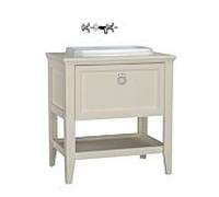 Ensemble meuble-lavabo intégré VitrA Valarte 62197 77,5 x 52 x 87,5 cm, 1 tiroir à extension complète, structure ivoire mat/vasque blanche brillante