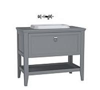 Ensemble meuble-lavabo intégré VitrA Valarte 62199, 98 x 52 x 87,5 cm, 1 tiroir à extension totale, structure gris mat/meuble-lavabo blanc brillant