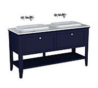 Ensemble meuble-lavabo intégré VitrA Valarte 65786 149,5 x 52 x 87,5 cm, gauche/droite, structure en acier bleu/meuble-lavabo blanc brillant