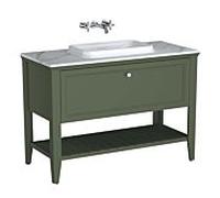 Ensemble meuble-lavabo intégré VitrA Valarte 65822 118 x 52 x 87,5 cm, 1 tiroir à extension complète, structure vert vintage/meuble-lavabo blanc brillant