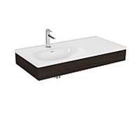 Ensemble meuble-lavabo VitrA Equal 64086 100x52cm, avec vasque asymétrique, revêtement en vinyle blanc et panneau en bois d'orme