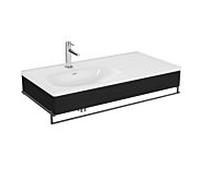 Ensemble meuble-lavabo VitrA Equal 64088 102,5 x 52 cm, avec vasque asymétrique, revêtement en vinyle blanc et panneau en chêne noir.