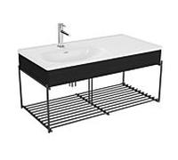 Ensemble meuble-lavabo VitrA Equal 64091 102,5 x 52 cm, meuble-lavabo asymétrique, blanc, avec étagère et panneau en chêne noir