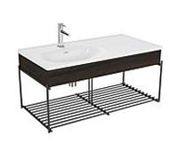 Ensemble meuble-lavabo VitrA Equal 64092 102,5 x 52 cm, meuble-lavabo asymétrique, blanc, avec étagère et panneau en bois d'orme