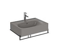 Ensemble meuble-lavabo VitrA Equal 66052 avec vasque de 60 cm, finition VC gris pierre mat, avec porte-serviettes en métal noir mat.