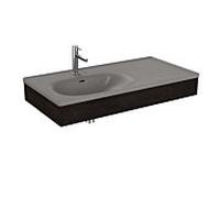 Ensemble meuble-lavabo VitrA Equal 66057 100x52cm, avec vasque asymétrique, gris pierre mat, panneau en bois d'orme