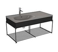 Ensemble meuble-lavabo VitrA Equal 66060 102,5 x 52 cm, meuble-lavabo asymétrique, gris pierre mat, avec panneau en chêne noir